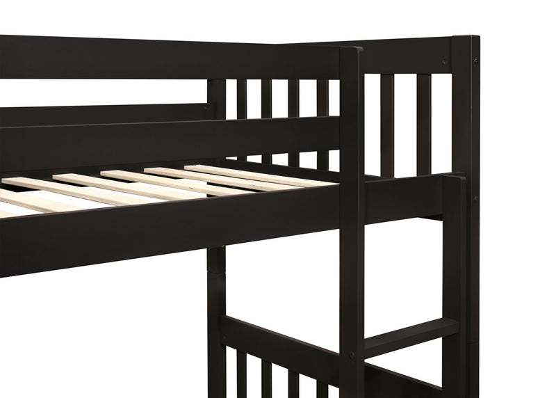 Lits superposés Miko pour enfants avec échelle et garde-corps, espresso - simple et simple