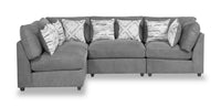 Sofa sectionnel modulaire de style cocon Evolve de Scott Living 4 pièces en tissu d’apparence lin avec coussins en duvet et plumes - anthracite