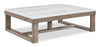 Table à café moderne Corsa de 56 po - dessus en marbre avec base en bois gris-brun