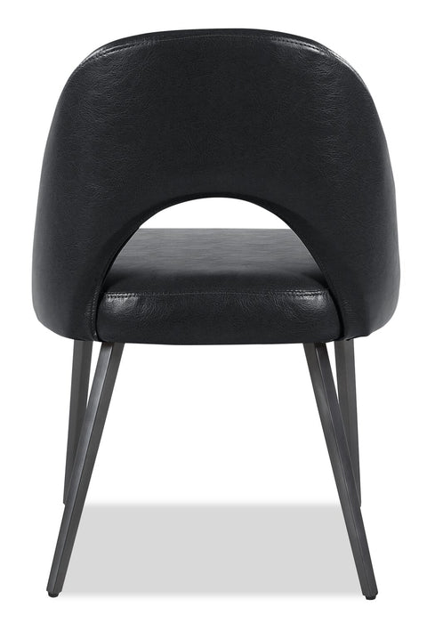Chaise de salle à manger Elijah en tissu de cuir végétalien et en métal - noire