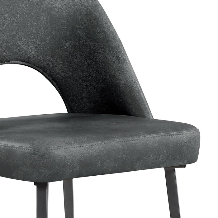 Chaise de salle à manger Bay de Kort & Co. en tissu de cuir végétalien et en métal - anthracite