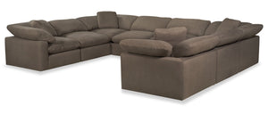 Sofa sectionnel modulaire Eclipse 8 pièces en tissu d'apparence lin - ardoise