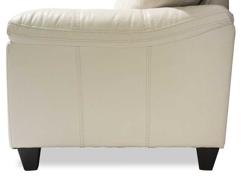 Sofa Addison de 86 po fabriqué au Canada en tissu d’apparence cuir avec coussin de siège amovible et capitonnage - beige