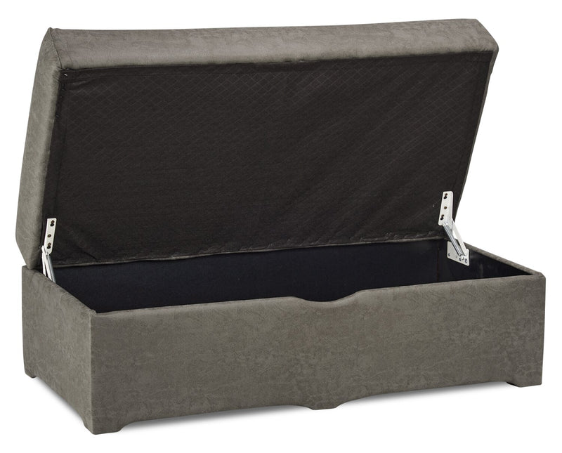 Pouf de rangement Morty de 48 po fabriqué au Canada en tissu d’apparence cuir - gris