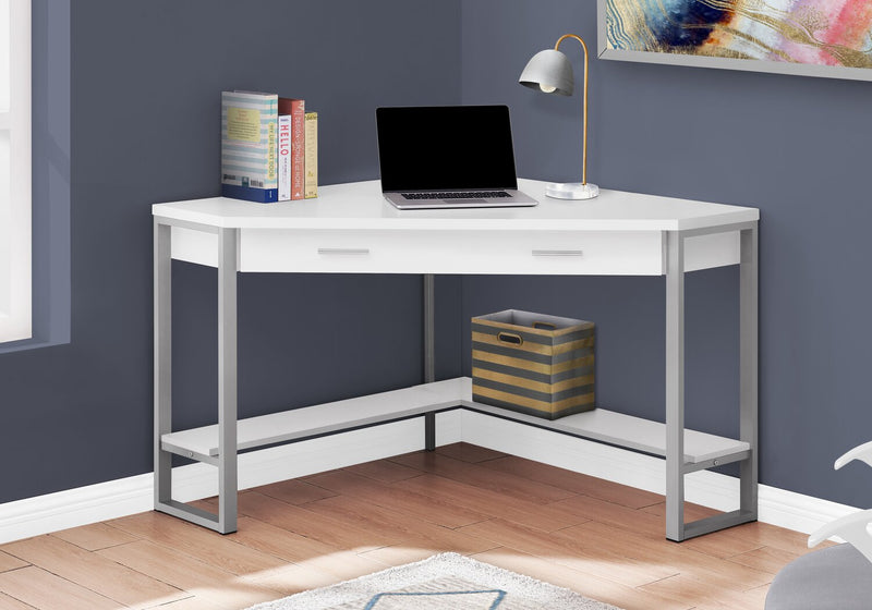 Bureau en coin Christiana de 42 po à tiroir - blanc