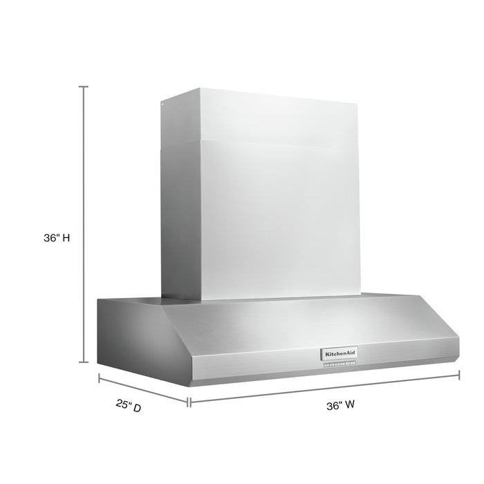 Hotte de cuisinière murale à pavillon KitchenAid de style commercial de 36 po - KVWC956KSS