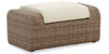 Grand pouf Cali pour la terrasse à l’extérieur - osier en résine et tissu Nuvella, résistant aux rayons UV et aux intempéries - brun et beige