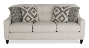 Sofa Kylie de Cindy Crawford Home de 78 po fabriqué au Canada en tissu d’apparence lin avec pattes en bois - perle Zeus