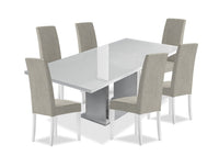  Ensemble de salle à manger Raia 7 pièces avec table et 6 chaises - fabriqué en Italie, base piédestal, moderne, 71 po (L) - blanc