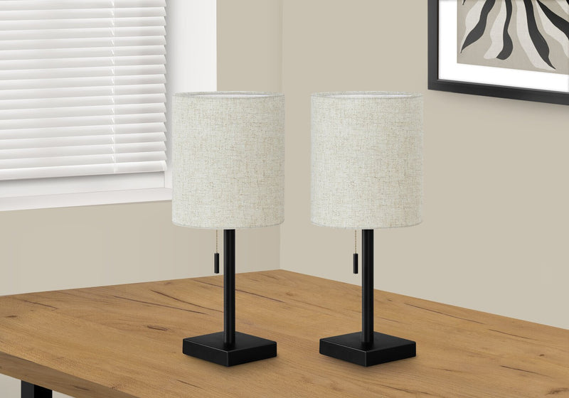 Ensemble 2 lampes de table de 17 po en métal noir avec recharge USB