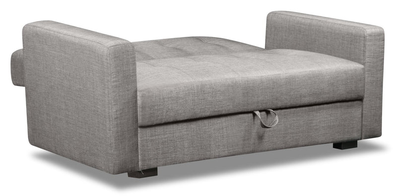 Futon Weston de 55 po en tissu d’apparence lin avec mécanisme Klik Klak et rangement - gris acier
