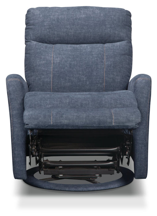 Fauteuil pivotant, coulissant et inclinable Jeffry de 30,3 po en tissu de velours - bleu indigo