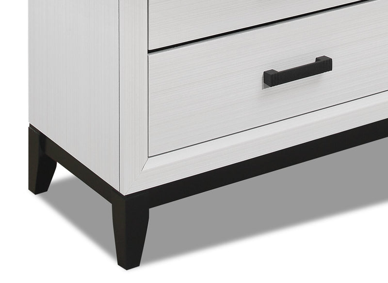 Ensemble de chambre à coucher Kate 5 pièces avec lit, commode et miroir, blanc - format grand lit