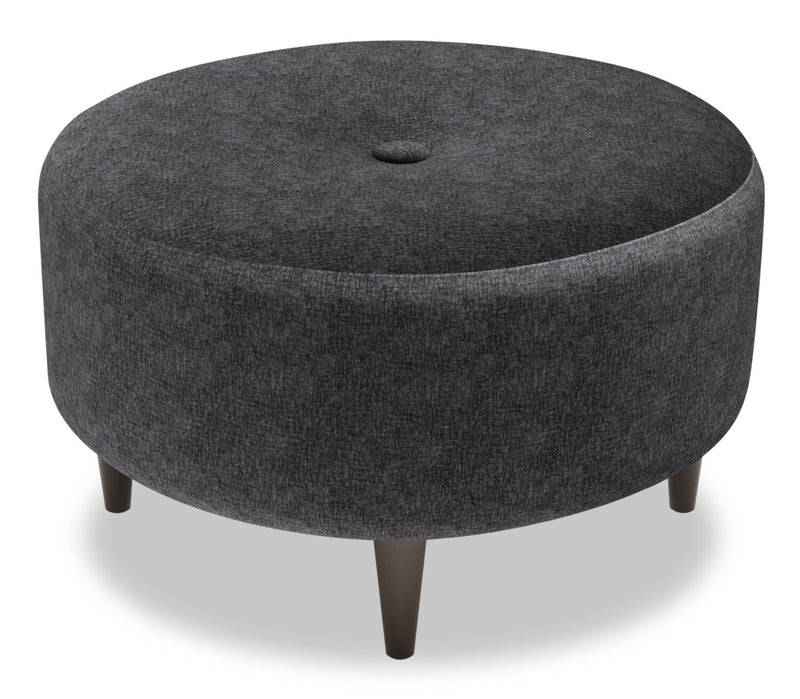 Pouf personnalisable The Curve de Sofa Lab de 31 po fabriqué au Canada en tissu de chenille - gris Luxury Charcoal