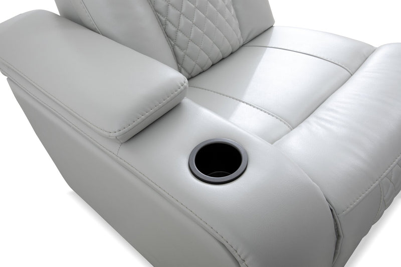 Sièges à inclinaison électrique de cinéma maison Cinema de 112,6 po en tissu d’apparence cuir avec 3 sièges - gris brume cosmique