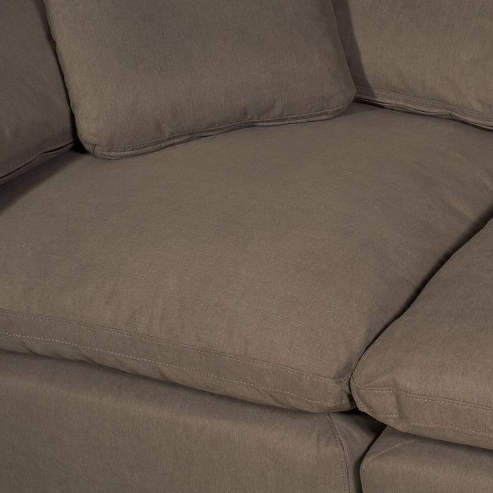 Sofa sectionnel modulaire Eclipse 5 pièces en tissu d’apparence lin avec coussins réversibles en duvet et plumes - gris ardoise
