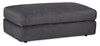 Pouf Harper de 45,5 po en tissu de velours - gris anthracite