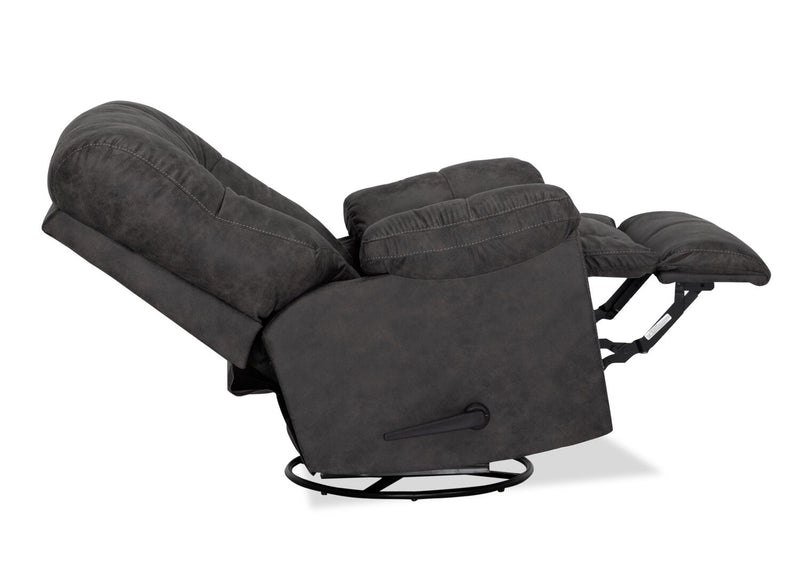 Fauteuil pivotant, berçant et inclinable Design à mon image de 35,5 po en tissu d’apparence cuir - gris ardoise Ranger