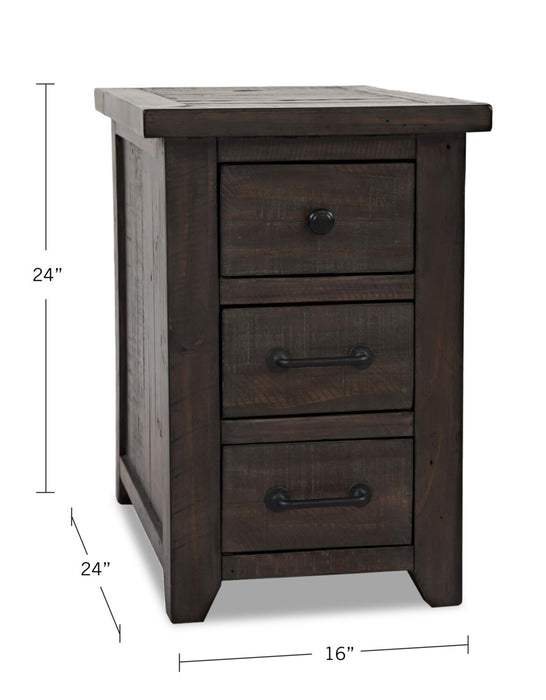 Table de fauteuil rustique Morgan de 16 po avec rangement - brun foncé avec bois recyclé