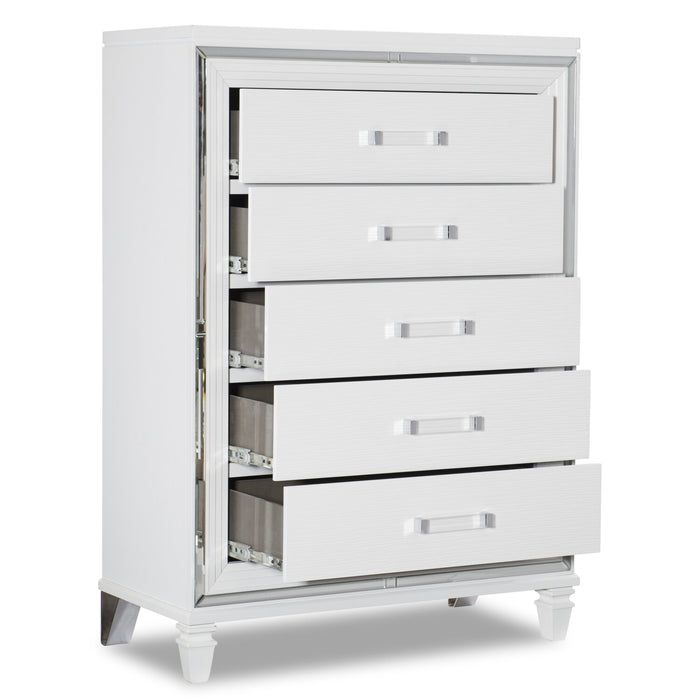 Commode verticale somptueuse Max de 38 po (L) x 54,3 po (H) à 5 tiroirs pour la chambre à coucher - blanche