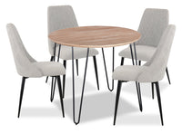 Ensemble de salle à manger Miya 5 pièces en acacia et métal avec table ronde de 36 po (L) et 4 chaises - gris