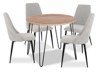 Ensemble de salle à manger Miya 5 pièces en acacia et métal avec table ronde de 36 po (L) et 4 chaises - gris