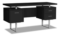 Bureau réversible Teagan de 60 po à 3 tiroirs - noir