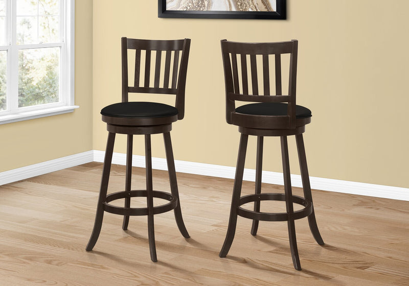 Tabouret bar Rory en tissu de cuir végétalien avec siège pivotant - brun