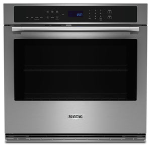 Four mural simple électrique Maytag de 4,3 pi³ et de 27 po avec convection véritable - acier inoxydable résistant aux traces de doigts - MOES6027LZ