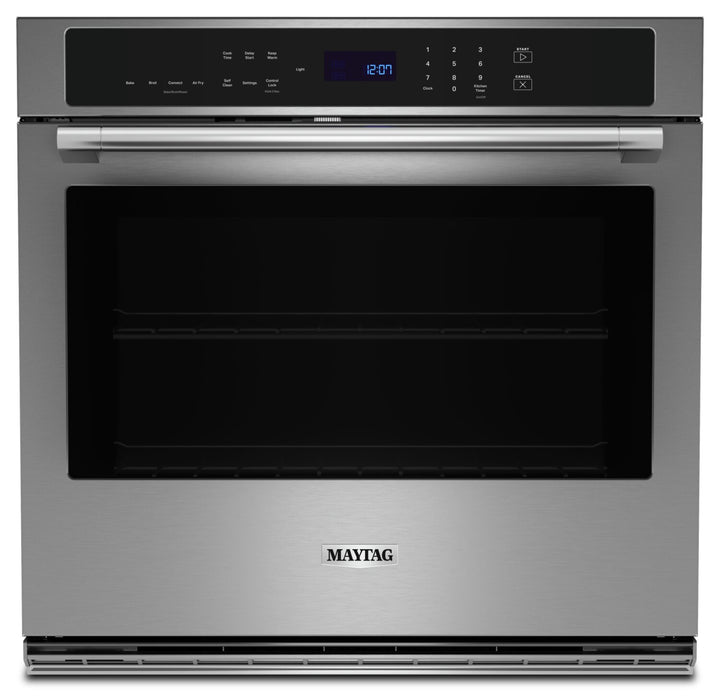 Four mural simple électrique Maytag de 4,3 pi³ et de 27 po avec convection véritable - acier inoxydable résistant aux traces de doigts - MOES6027LZ