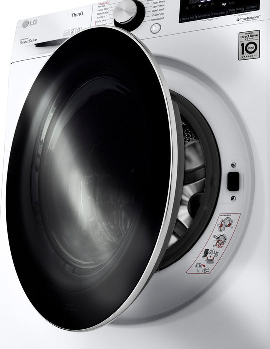 Laveuse à la vapeur intelligente haute efficacité LG à chargement frontal de 2,6 pi³ et de 24 po - blanche - superposable - WM1455HWA