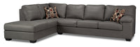  Sofa sectionnel de gauche Morty 2 pièces en tissu d'apparence cuir - gris 