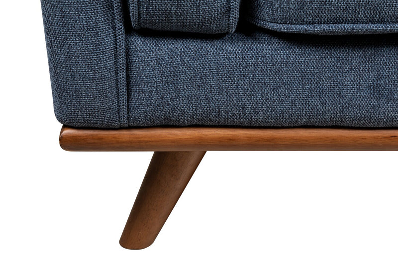 Causeuse Kassia de Kort & Co. de 65,4 po en tissu d’apparence lin avec base et pattes en bois - bleue