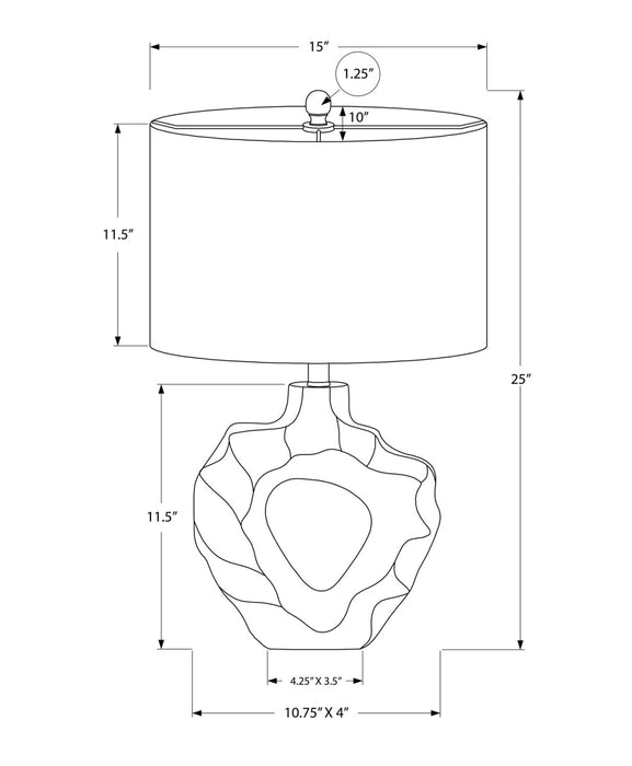 Lampe de table sculptée et ondulée de 27 po en résine crème