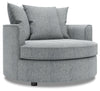 Fauteuil d’appoint enveloppant Sofa Lab personnalisable de 48 po fabriqué au Canada en tissu d’apparence lin - gris Luna Pewter