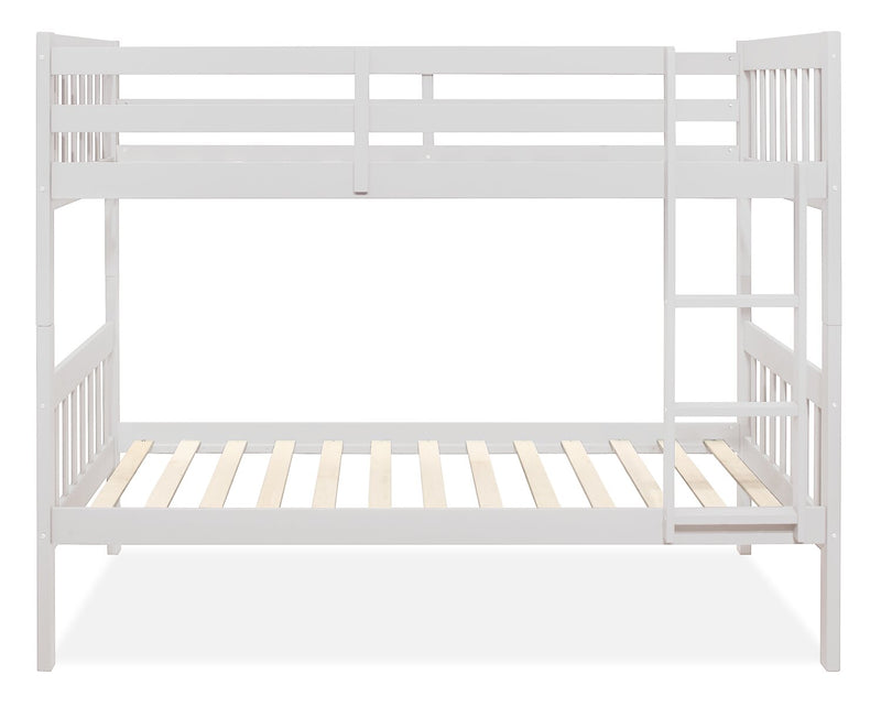 Lits superposés Miko pour enfants avec échelle et garde-corps, blanc - simple et simple