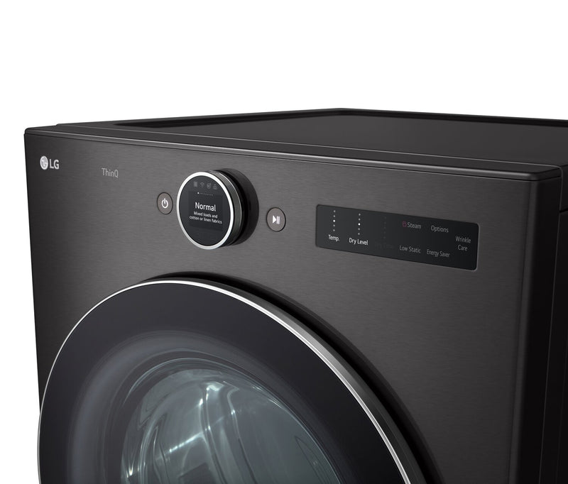 Sécheuse électrique intelligente LG de 7,4 pi³ avec vapeur - acier noir - superposable - DLEX6700B