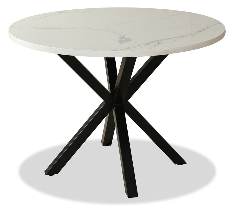 Ensemble de salle à manger Verona 5 pièces en métal avec table ronde de 42 po (L), dessus en marbre synthétique et 4 chaises Lexi - gris