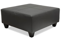  Pouf Addison de 37 po fabriqué au Canada d’apparence cuir - gris