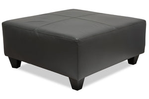 Pouf Addison de 37 po fabriqué au Canada d’apparence cuir - gris