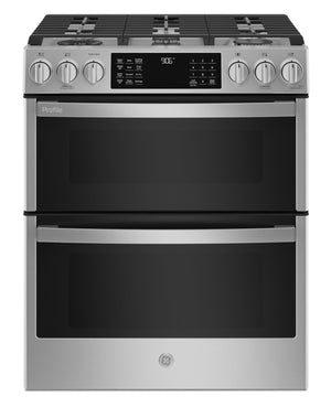 Cuisinière à gaz à four double ProfileMC de 6,7 pi³ – PCGS960YPFS