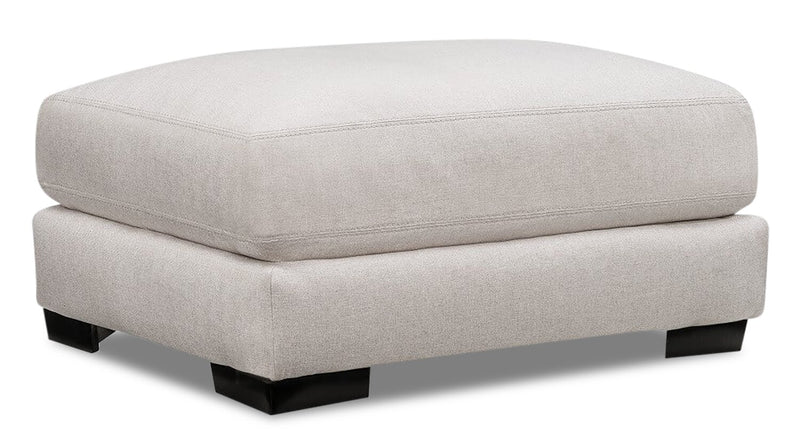 Fawn Linen-Look Fabric Ottoman - Grey - Contemporary style Ottoman in Grey Plywood