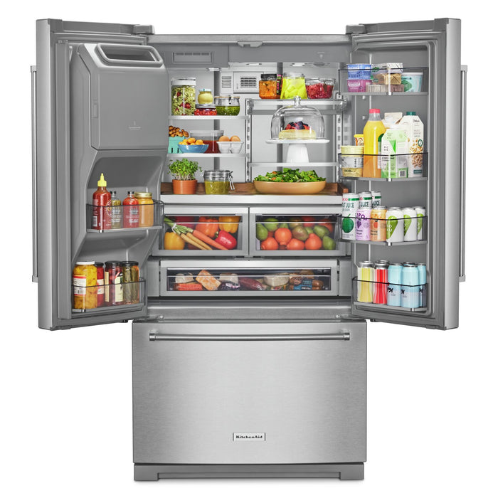 Réfrigérateur KitchenAid de 26,8 pi³ et de 36 po à portes françaises - acier inoxydable avec fini PrintShieldMC - KRFF577KPS
