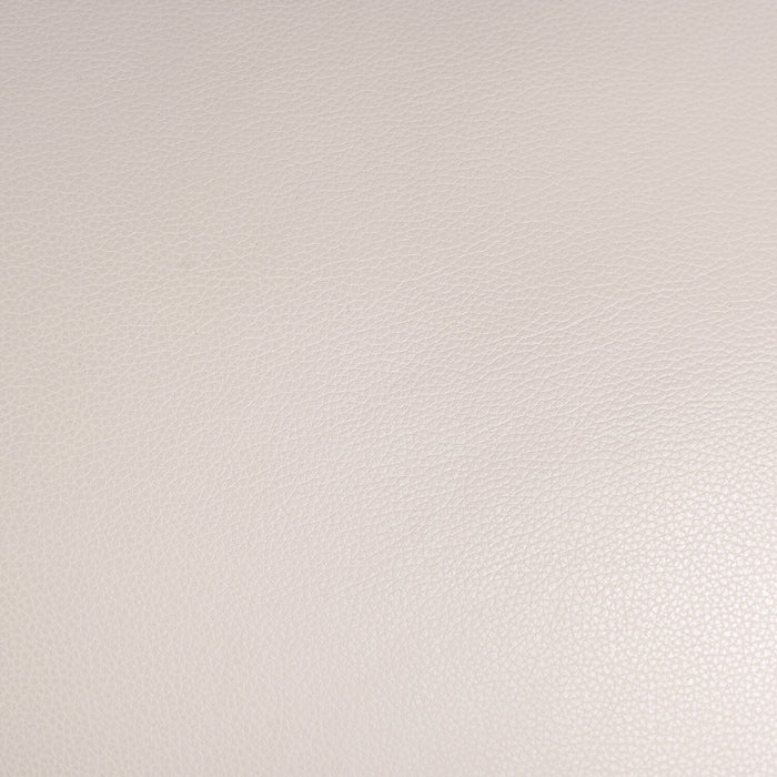 Pouf Vita de Château d’Ax de 31 po en cuir 100 % véritable avec coutures à motif de diamant et pattes en bois - blanc fumée