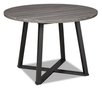  Table de salle à manger ronde Cole de 42 po (L) en métal et mélamine avec base géométrique - grise