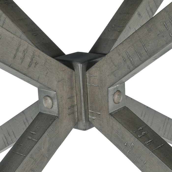 Ensemble de salle à manger Alto 7 pièces avec table ronde, rallonge de 48 po à 66 po (L), base à tréteaux et 6 chaises - gris