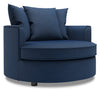 Fauteuil d’appoint enveloppant Sofa Lab personnalisable de 48 po fabriqué au Canada en tissu d’apparence lin - bleu Pax Navy