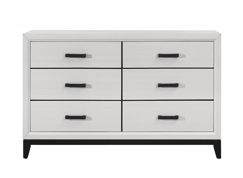 Commode Kate de 58 po (L) x 37 po (H) à 6 tiroirs pour la chambre à coucher - blanche