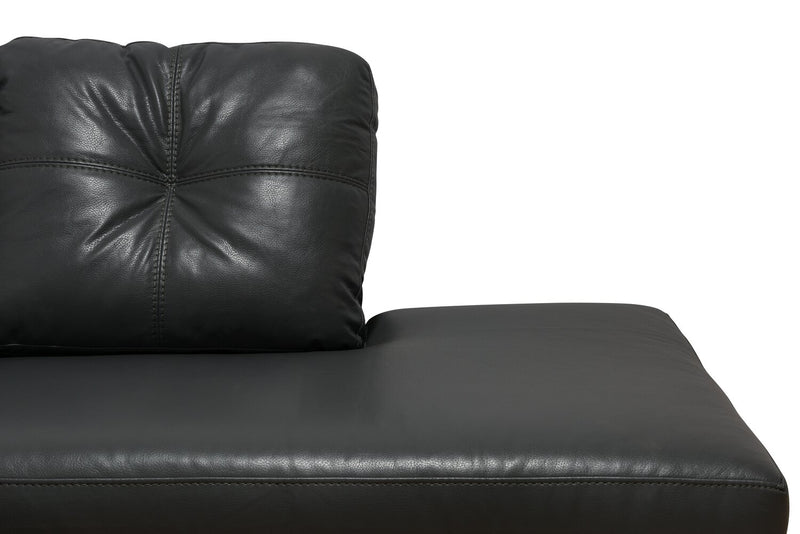 Sofa sectionnel de droite Addison 2 pièces fabriqué au Canada en tissu d’apparence cuir avec coussins de siège amovibles - gris