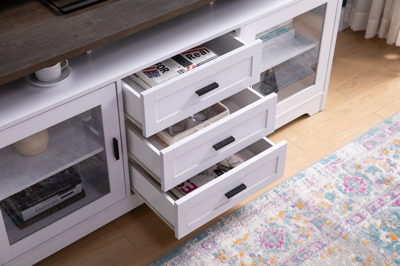 Meuble pour téléviseur Melody de 60 po avec rangement et système de gestion des câbles pour téléviseurs jusqu’à 65 po - blanc